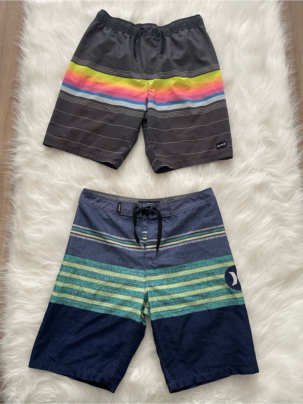 👦🏼 Hurley Black Swim Shorts with Neon Gradient Stripe